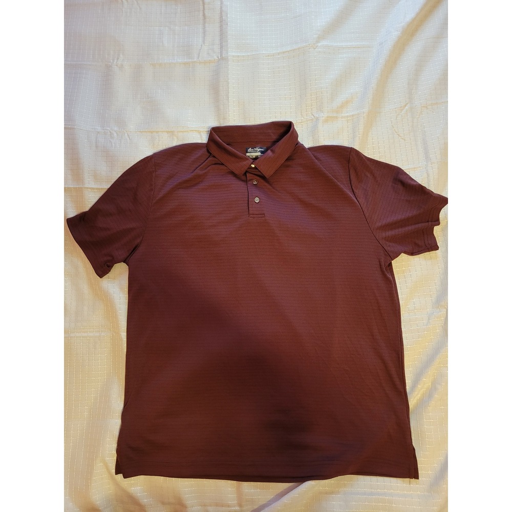 Ben Hogan Performance Mens XL Burgundy Maroon Chevron Textured Golf Polo Shirt